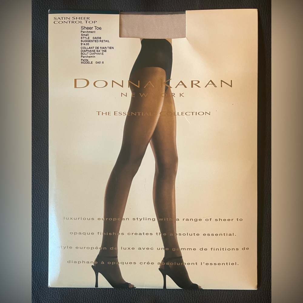 BRAND NEW!! DONNA KARAN(New York) SATIN SHEER CONTROL TOP PANTY HOSE SIZE:SMALL
